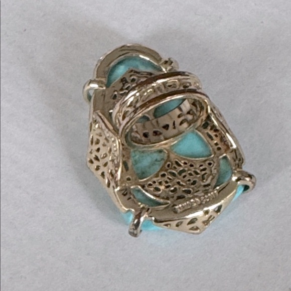 Vintage Kendra Scott Gold and Turquoise Statement Ring and Cuff Bracelet - Picture 9 of 14
